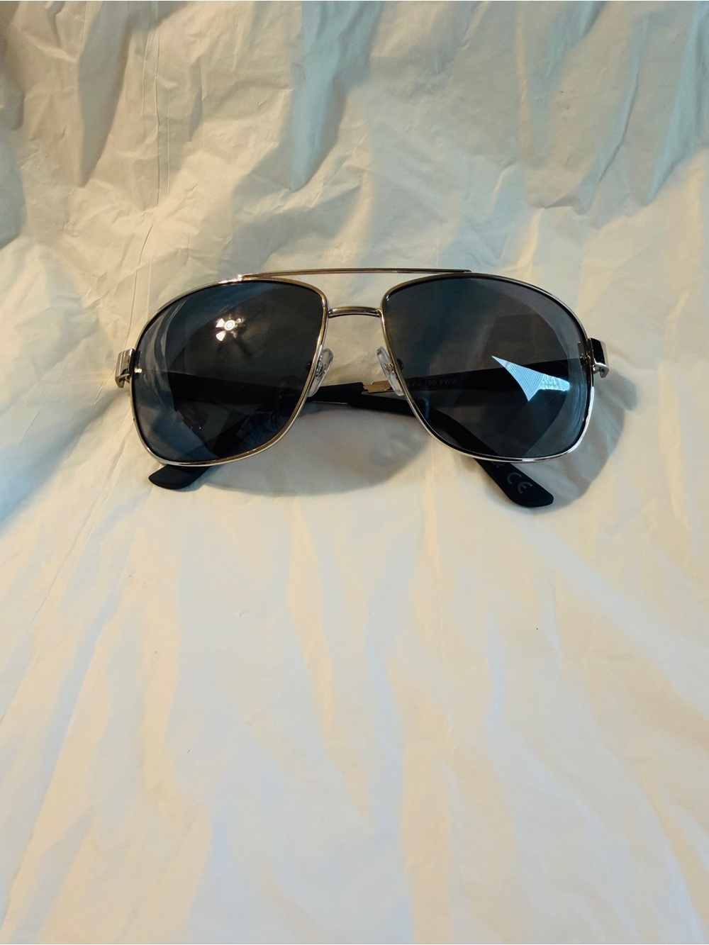 Panama Jack OL0119 PJ POL 10 Polarized Aviator Sunglasses Silver Black